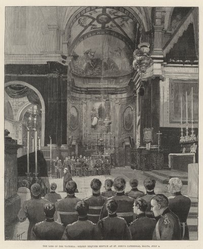 La perdita della Victoria, solenne servizio funebre nella cattedrale di San Giovanni, Malta, 4 luglio da Joseph Holland Tringham
