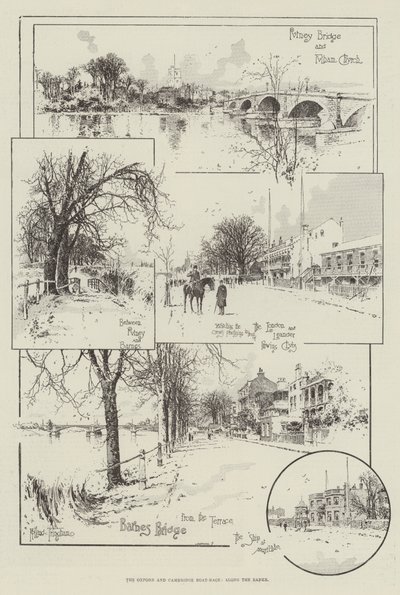 La gara di canottaggio Oxford e Cambridge, lungo le rive da Joseph Holland Tringham