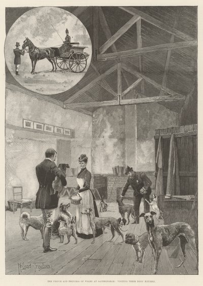Il Principe e la Principessa di Galles a Sandringham, visitano la cucina dei loro cani da Joseph Holland Tringham