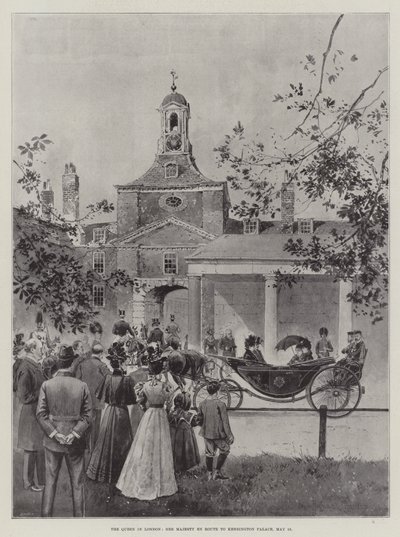 La Regina a Londra, Sua Maestà in viaggio verso Kensington Palace, 15 maggio da Joseph Holland Tringham