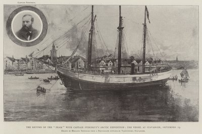 Il ritorno del Fram con la spedizione artica del capitano Sverdrup, la nave a Stavanger, 19 settembre da Joseph Holland Tringham