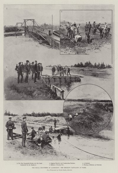 I Royal Engineers ad Aldershot, il battaglione di ponti al lavoro da Joseph Holland Tringham