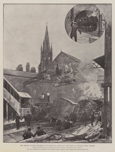 Il grave incidente ferroviario a Glasgow il 30 agosto, la scena alla stazione di Charing Cross da Joseph Holland Tringham