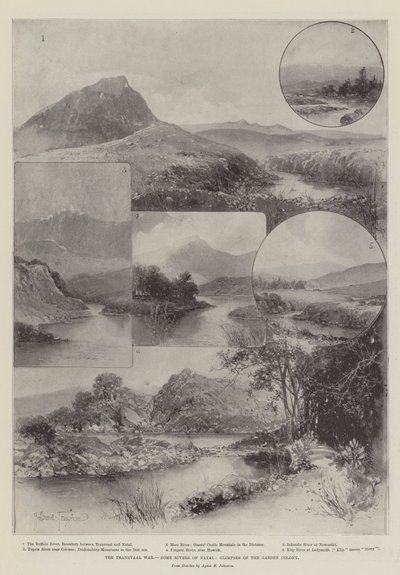 La guerra del Transvaal, alcuni fiumi del Natal, scorci della colonia giardino da Joseph Holland Tringham