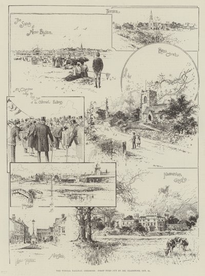 La ferrovia Wirral, Cheshire, primo taglio del tappeto erboso da parte di Mr Gladstone, 21 ottobre da Joseph Holland Tringham