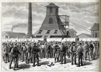 Sciopero nelle miniere di Anzin (Pas-de-Calais) nel 1884 - Disegno di Julien - incisione in 