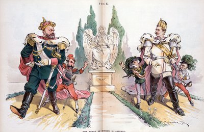 Alessandro III, etichettato "Russia", guarda Guglielmo II, etichettato "Germania". da Joseph Keppler