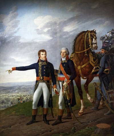 Il generale Bonaparte e il suo capo di stato maggiore generale Louis Alexandre Berthier alla battaglia di Marengo il 14 giugno 1800 da Joseph and Lefevre Robert and Vernet Carle Boze