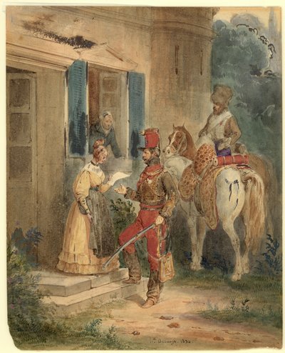 Ussari che portano notizie da Joseph Louis Hippolyte Bellange