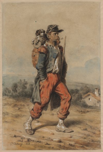 Soldato con cane da Joseph Louis Hippolyte Bellange