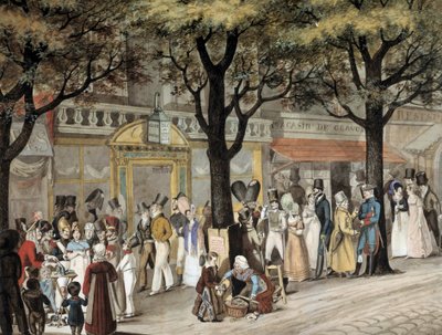 Passeggiata su un boulevard a Parigi nel 1819 da Joseph Louis Hippolyte Bellange