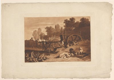 Cortile contadino con gallo, galline e maiali da Joseph Mallord William Turner