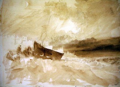 Figure vicino a una barca tirata su sulla spiaggia di Brighton da Joseph Mallord William Turner