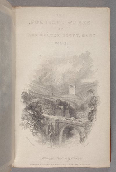 La Torre di Johnnie Armstrong come rilegata nel Vol. II di Le Opere Poetiche di Sir Walter Scott da Joseph Mallord William Turner