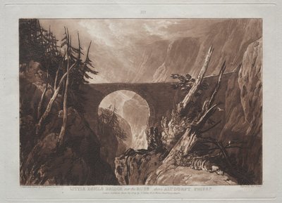 Liber Studiorum: Ponte dei piccoli diavoli sul Russ, sopra Altdorft, Svizzera da Joseph Mallord William Turner