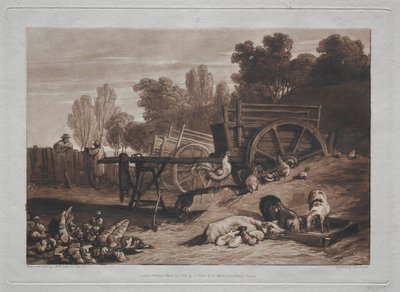 Liber Studiorum: Il cortile della fattoria con il gallo da Joseph Mallord William Turner