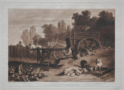 Liber Studiorum: Il cortile della fattoria con il gallo da Joseph Mallord William Turner