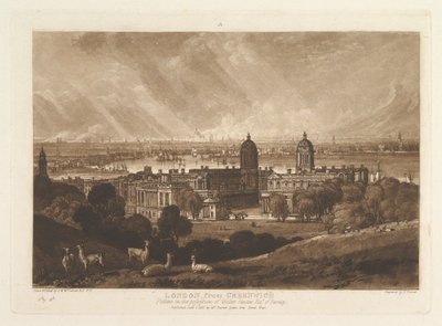 Londra da Greenwich, Liber Studiorum, parte V, piatto 26, 1 gennaio 1811 da Joseph Mallord William Turner