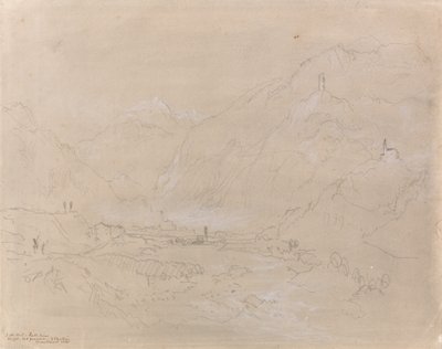 Paesaggio montuoso con città nella valle, c.1840 da Joseph Mallord William Turner