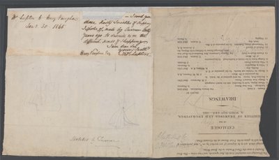 Schizzo di due navi su una pagina di catalogo, c.1823 da Joseph Mallord William Turner