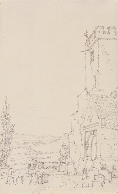 Portico sud e torre di una chiesa non identificata, c.1790-95 da Joseph Mallord William Turner