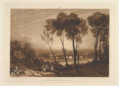 Il ponte a media distanza Liber Studiorum, parte III, tavola 13, 10 giugno 1808 da Joseph Mallord William Turner