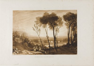 Il ponte a media distanza, tavola 13 da Liber Studiorum da Joseph Mallord William Turner