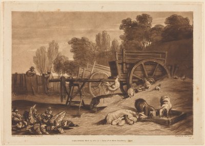 Il cortile della fattoria con il gallo da Joseph Mallord William Turner