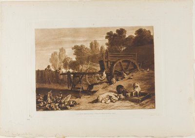 Il cortile della fattoria con il gallo, tavola 17 da Liber Studiorum da Joseph Mallord William Turner