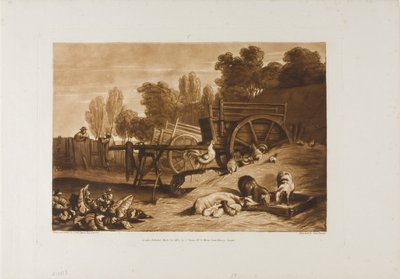 Il cortile della fattoria con il gallo, tavola 17 da Liber Studiorum da Joseph Mallord William Turner