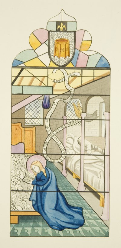 Dettagli di vetrate dalla Chiesa di San Marco, formando una scena della vita della Vergine da Joseph Manning