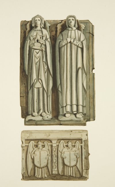 Effigi sulla tomba di Thomas Rowley e sua moglie nella cripta della Chiesa di San Giovanni da Joseph Manning