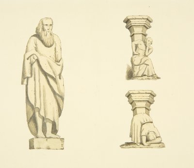 Figura e due capitelli nelle nicchie della torre di St Mary Redcliffe da Joseph Manning