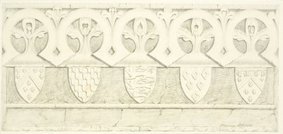 Fregio gotico e stemmi nella sala della sagrestia della cattedrale di Bristol da Joseph Manning