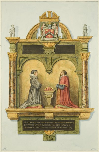 Monumento di Harrington sopra la porta della sagrestia nella Chiesa di San Pietro da Joseph Manning