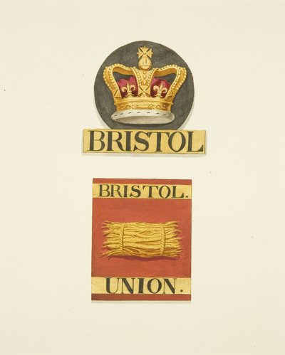 Stemmi delle case o marchi di fuoco degli uffici di Bristol Crown e Bristol Union da Joseph Manning