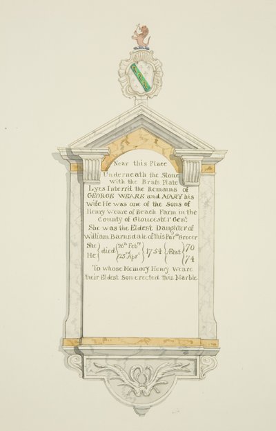 Monumento a George Weare e sua moglie nella Chiesa di San Tommaso da Joseph Manning