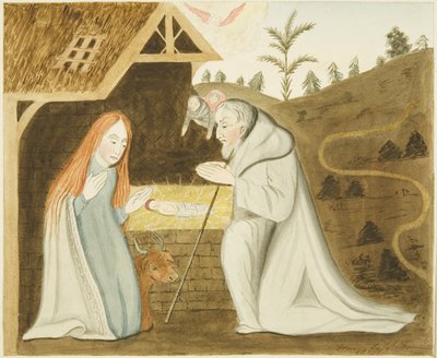 Dipinto in pietra trovato nel confessionale della navata nord di San Marco, raffigurante la Natività da Joseph Manning