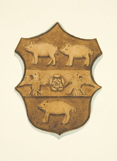 Stemma di Paul Bush scolpito in quercia nel trono del vescovo della cattedrale di Bristol da Joseph Manning