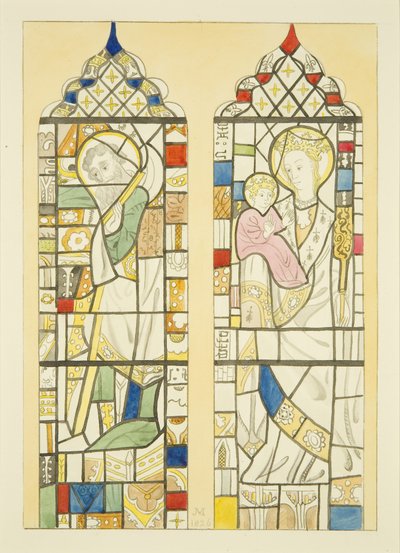 Vetrata sopra il fonte battesimale di St Mary Redcliffe da Joseph Manning