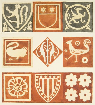 Piastrelle nella sala della sacrestia e in varie parti del pavimento della cattedrale di Bristol da Joseph Manning
