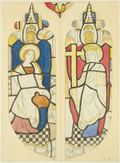 Due figure nella finestra est del transetto nord di St Mary Redcliffe da Joseph Manning