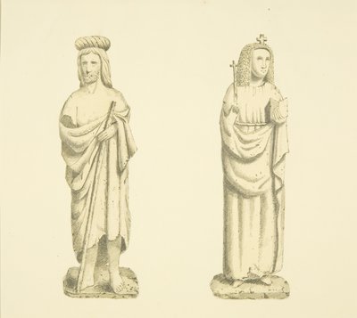 Due figure nelle nicchie della Torre di St Mary Redcliffe da Joseph Manning