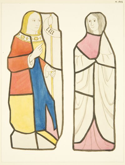 Due figure nelle vetrate a sud del coro nella cattedrale di Bristol da Joseph Manning