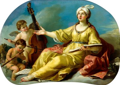 Una personificazione della musica, cantando con putti che suonano un violino e un flauto, 1758 da Joseph Marie Vien