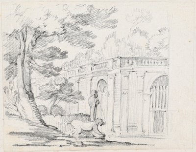 Loggia e Statue in un Giardino Italiano da Joseph Marie Vien