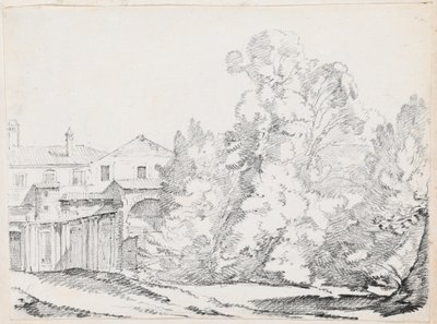 Alberi che Schermano una Casa Costruita su Rovine Antiche da Joseph Marie Vien