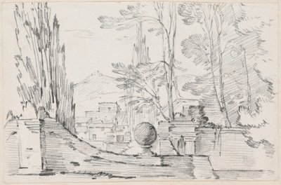 Veduta oltre il muro di un giardino italiano da Joseph Marie Vien