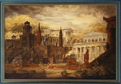 Una ricostruzione di Sparta: il portico persiano e il luogo di consultazione dei Lacedemoni da Joseph Michael Gandy