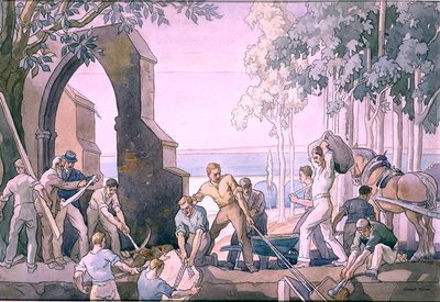 Uomini al lavoro, c.1920 da Joseph Milner